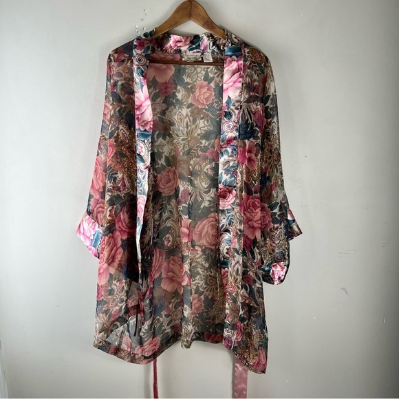Vintage Victoria's Secret Gold Label Semi Sheer Kimono Robe One Size Floral 90’s - Picture 11 of 12